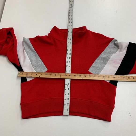 Lorna Jane Grandstand Sweater Womens M Red Colorblock Quarter Zip High Neck Crop - Picture 8 of 14